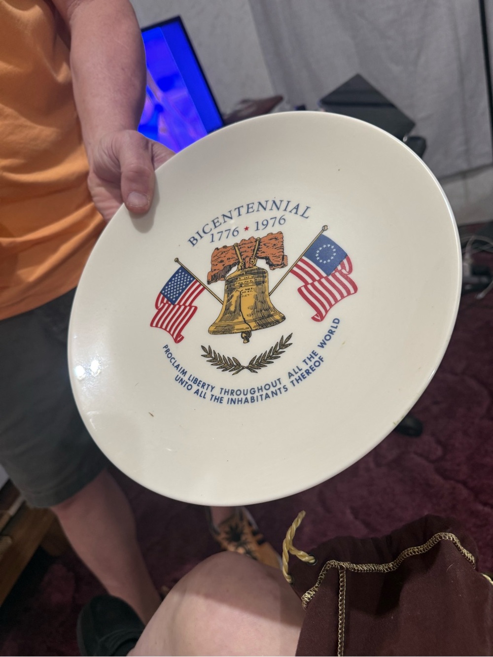 Bicentennial Liberty Bell Commemorative Dinner Plate - White